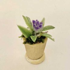 画像1: ミニチュア　青い花の鉢植え（白鉢） (1)
