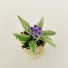 画像2: ミニチュア　青い花の鉢植え（白鉢） (2)