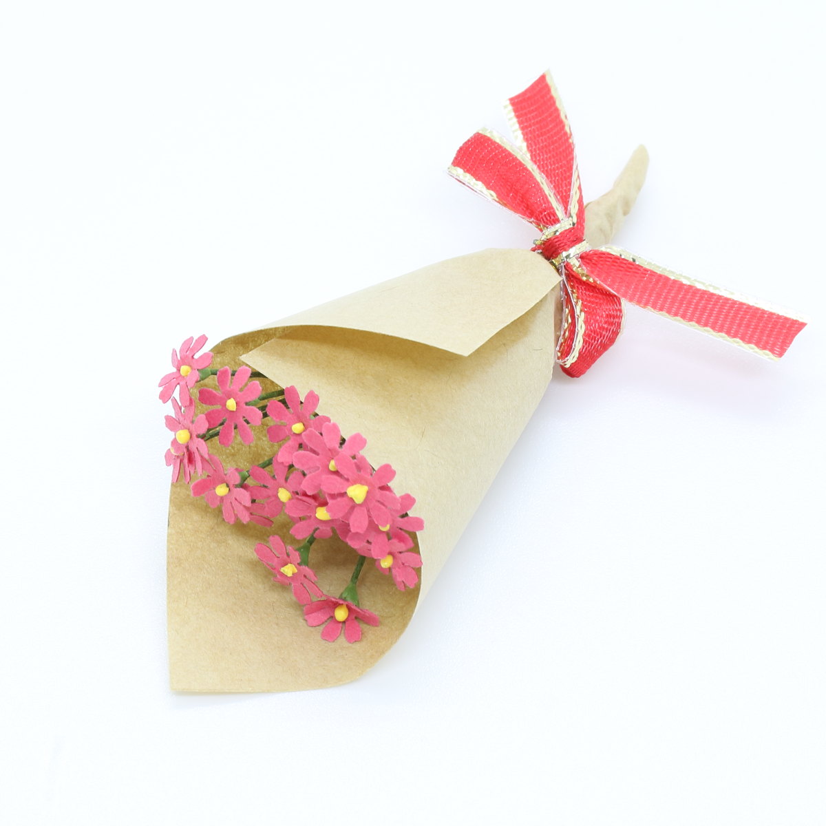 ミニチュアフラワー 花束 コスモス １５本 赤 マーブルチョコ